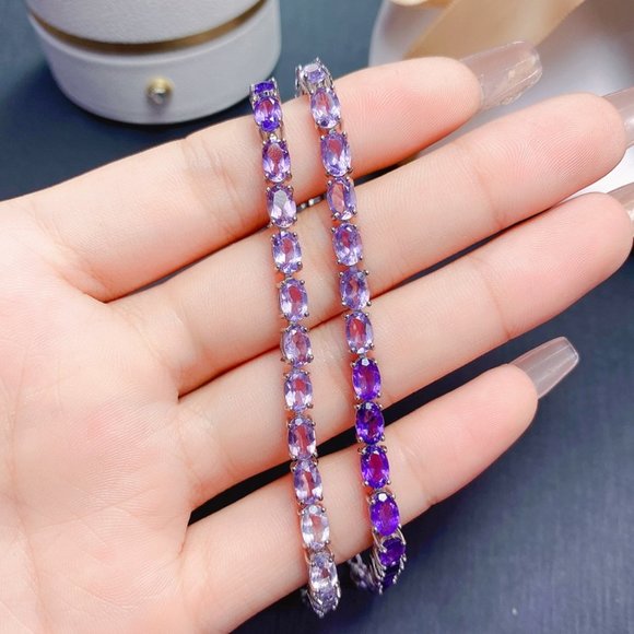 NEW 925 STERLING NATURAL GEMSTONE TENNIS BRACELET 7' - Picture 4 of 4